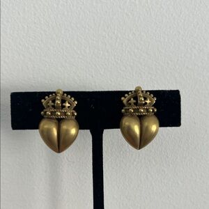 Kieselstein-Cord 18K Gold Heart Crown vintage Earrings